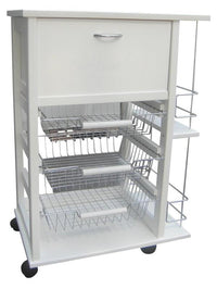 CARRELLO PORTAFRUTTA VESUVIO BIANCO CON PORTA PANE E BOTTIGLIERA 85 X 59 X 39 CM
