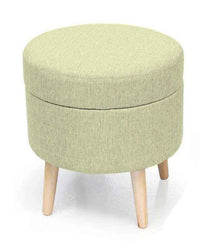 POUF CONENITORE SEDUTA IN VELLUTO E GAMBE IN LEGNO 37 X H40 CM COLORE CREMA