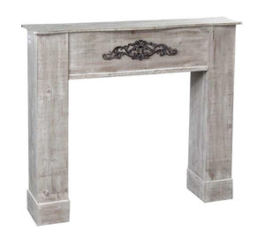 CORNICE PER CAMINETTO 110X23X H96 CM IN COLORE GRIGIO CON RICAMO