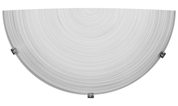 APPLIQUE GISELLA 1XE27 GANCI CROMO VETRO LASTRA BIANCO DECORATO SPIRALE Ø30-H.15-P.10 CM OKX