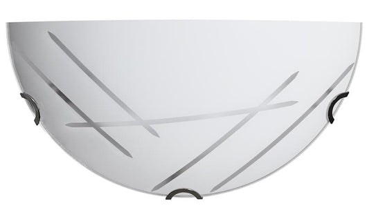 LAMPADA DA PARETE LETIZIA 1XE27 GANCI CROMO PIASTRA IN VETRO DECORATO TAGLI BIANCHI  Ø30-HX15-PX10 CM