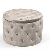 POUF CONTENITORE IN VELLUTO TRAPUNTATO 60 X 60 X H42 CM COLORE BEIGE