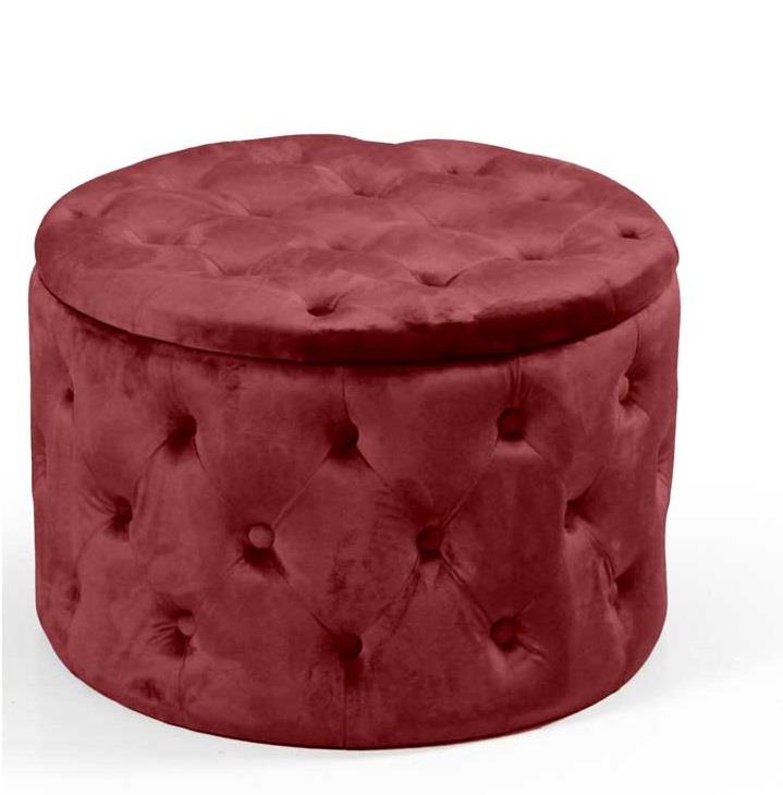 POUF CONTENITORE IN VELLUTO TRAPUNTATO 60 X 60 X H42 CM COLORE BORDEAUX