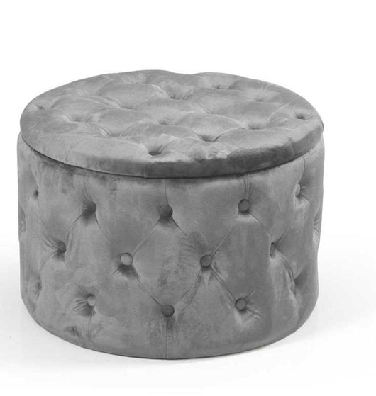 POUF CONTENITORE IN VELLUTO TRAPUNTATO 60 X 60 X H42 CM COLORE GRIGIO
