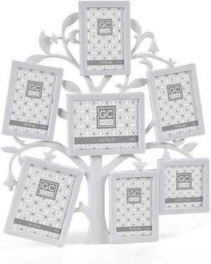 PORTAFOTO AD ALBERO CON 7 VANI  30 X 1,5 X 35,5 CM IN COLORE BIANCO