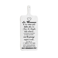 TAGLIERE DA CUCINA BIANCO IN MISURA 15X37 CM CON TEMA E SCRITTA CUORE DI MAMMA