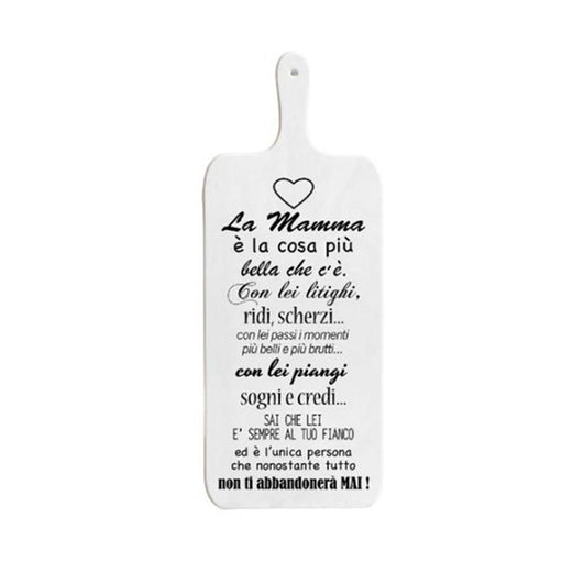 TAGLIERE DA CUCINA BIANCO IN MISURA 15X37 CM CON TEMA E SCRITTA CUORE DI MAMMA