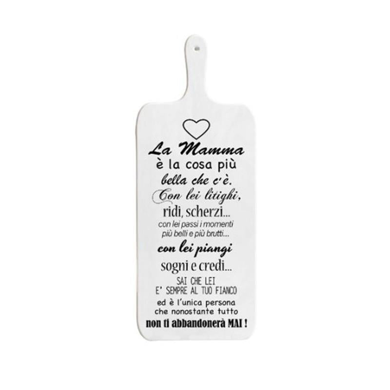 TAGLIERE DA CUCINA BIANCO IN MISURA 15X37 CM CON TEMA E SCRITTA CUORE DI MAMMA