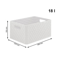 CONTENITORE IN PLASTICA IN MODERNO LOOK RATTAN CESTA COUNTRY 37X28X19CM BIANCA