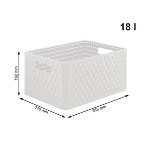 CONTENITORE IN PLASTICA IN MODERNO LOOK RATTAN CESTA COUNTRY 37X28X19CM BIANCA