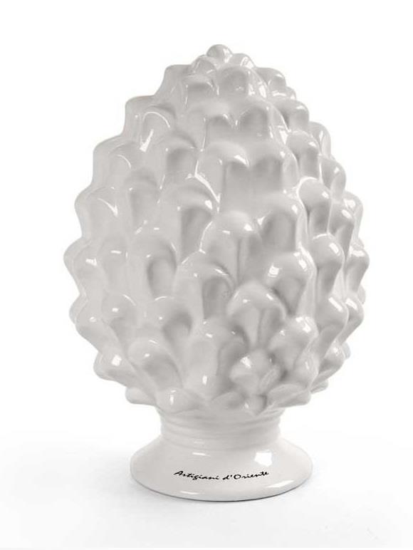 PIGNA BIANCA IN CERAMICA IDEA ARREDO 11X11X17 CM DA TAVOLO ARTIGIANI D'ORIENTE