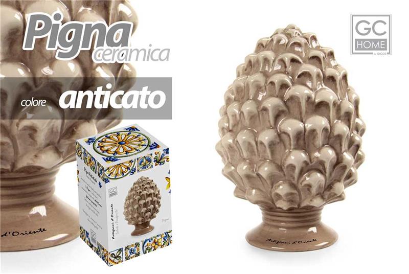 PIGNA COLORE ANTICATO IN CERAMICA IDEA ARREDO 14X14X22 CM DA TAVOLO ARTIGIANI D'ORIENTE