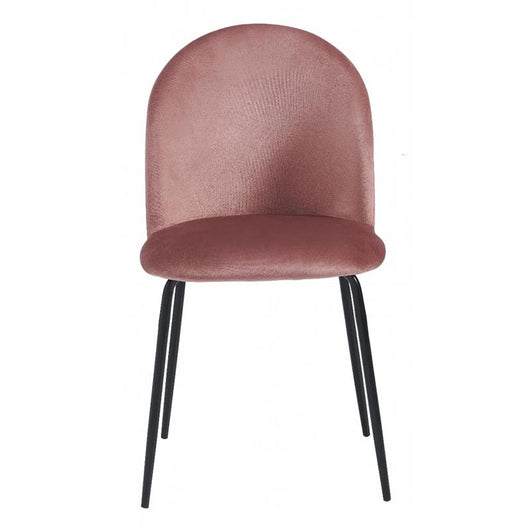 SEDIA BONNIE CON SEDUTA IN VELLUTO ROSA STRUTTURA IN METALLO NERO DIMENSIONI 45X55X82 CM