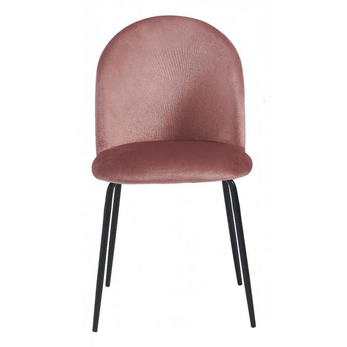 SEDIA BONNIE CON SEDUTA IN VELLUTO ROSA STRUTTURA IN METALLO NERO DIMENSIONI 45X55X82 CM