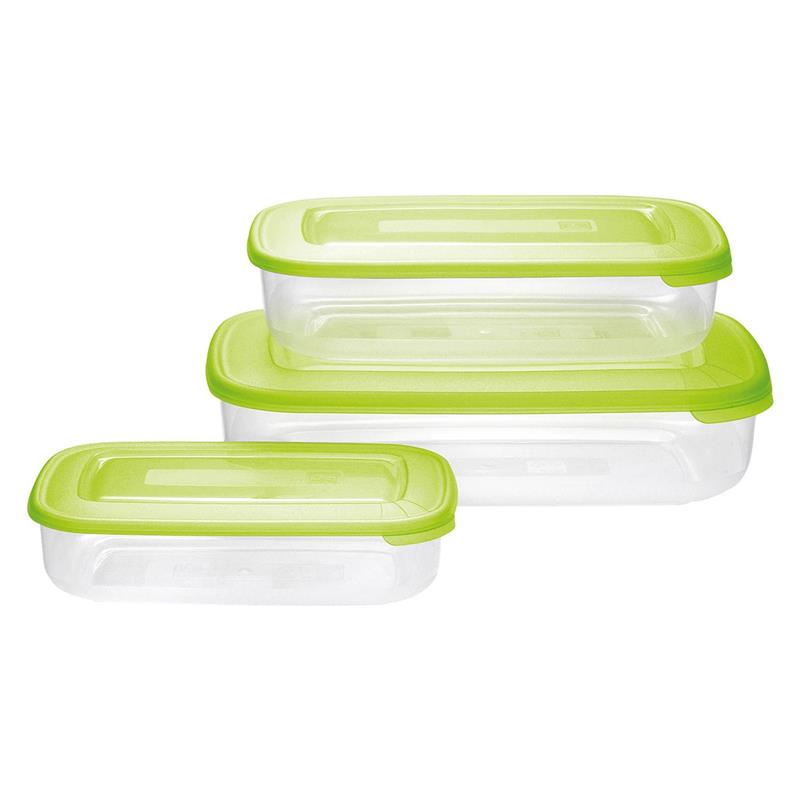 SET FRIGO BOX RETTANGOLARE CON 3PEZZI CON COPERCHIO VERDE LIME