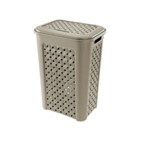 PORTABIANCHERIA CON COPERCHIO E MANICI INTEGRATI (50 LITRI) COLOR TALPA 50 L | 43.5 X 33.5 X H 55 CM FANTASIA A TRECCIA