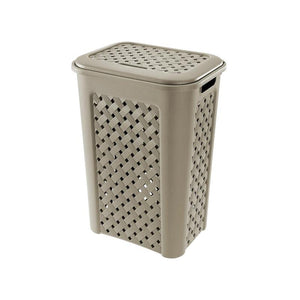 PORTABIANCHERIA CON COPERCHIO E MANICI INTEGRATI (50 LITRI) COLOR TALPA 50 L | 43.5 X 33.5 X H 55 CM FANTASIA A TRECCIA