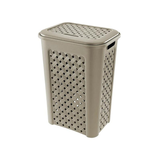 PORTABIANCHERIA CON COPERCHIO E MANICI INTEGRATI (50 LITRI) COLOR TALPA 50 L | 43.5 X 33.5 X H 55 CM FANTASIA A TRECCIA