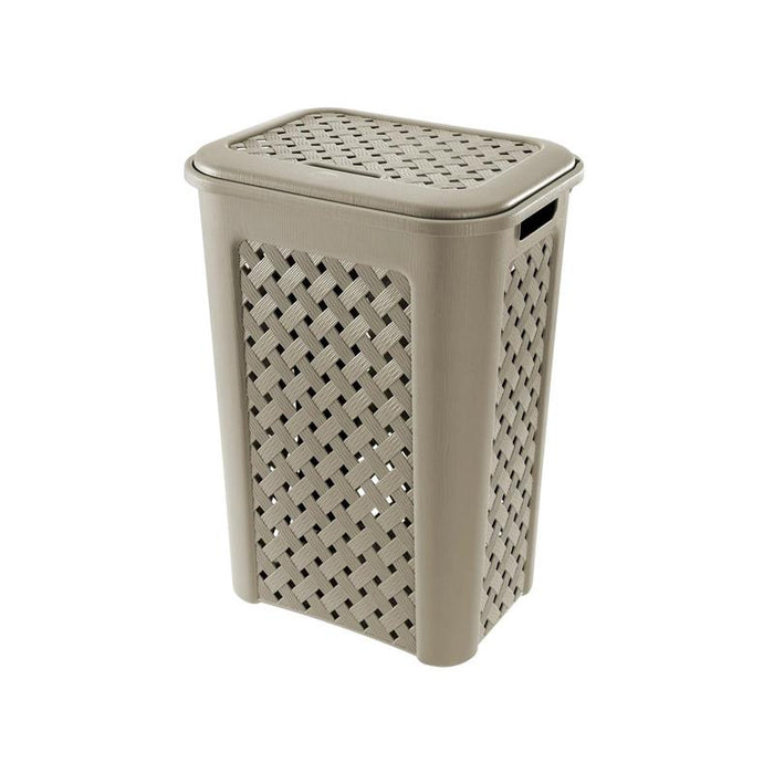 PORTABIANCHERIA CON COPERCHIO E MANICI INTEGRATI (50 LITRI) COLOR TALPA 50 L | 43.5 X 33.5 X H 55 CM FANTASIA A TRECCIA