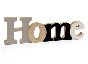 SCRITTA HOME DECORAZIONE IN LEGNO 42X11X2 CM DA TAVOLO CON COLORI VARI