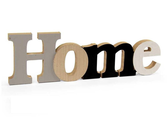 SCRITTA HOME DECORAZIONE IN LEGNO 42X11X2 CM DA TAVOLO CON COLORI VARI