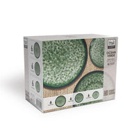 MA MAISON SERVIZIO PIATTI 18 PEZZI STILE ASTRATTO VERDE 6 FONDI - 6 PANI - 6 DA DESSERT PER LAVASTOVIGLIE E MICROONDE 6 PERSONE
