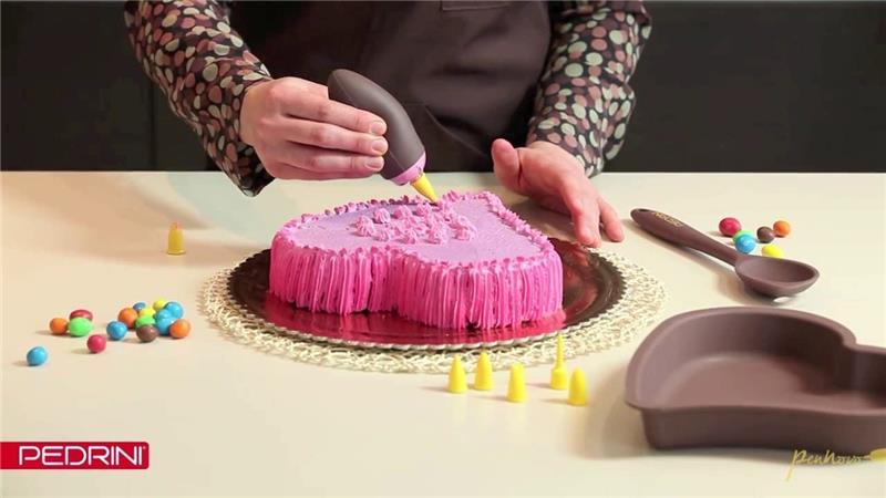 PEDRINI PENNA DECORATRICE DOLCI CON 6 BECCUCCI PER CAKE DESIGN 26X12X5 CM