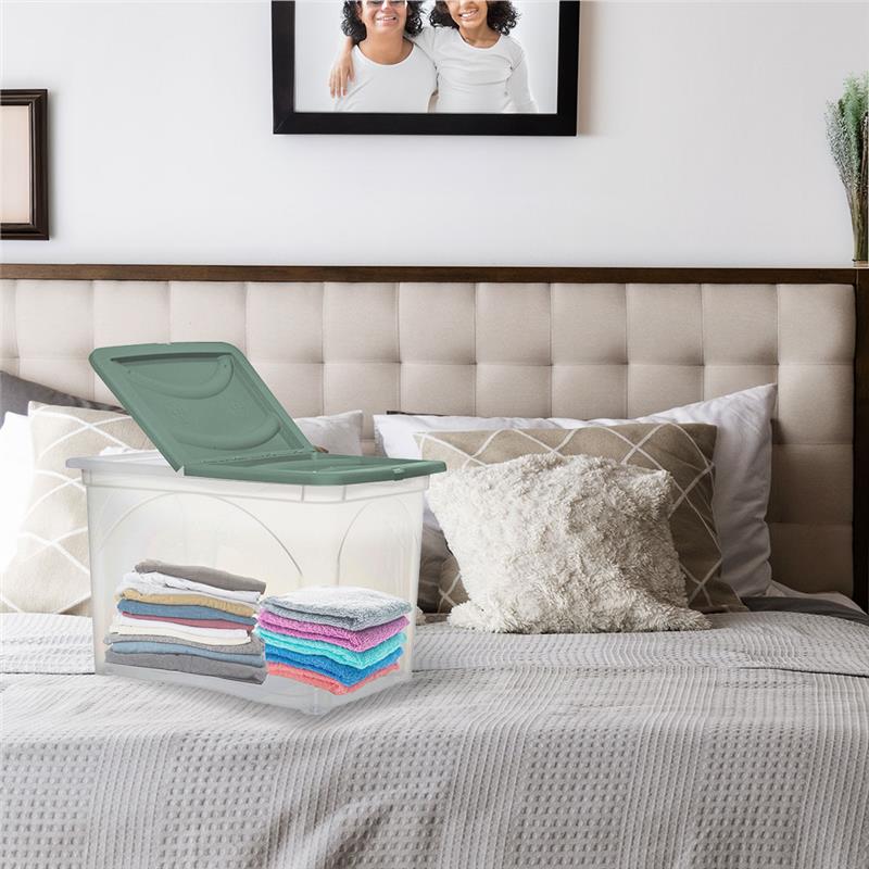 BOX PORTA INDUMENTI CON RUOTE DIMENSIONI 60X41X40CM E COPERCHIO VERDE