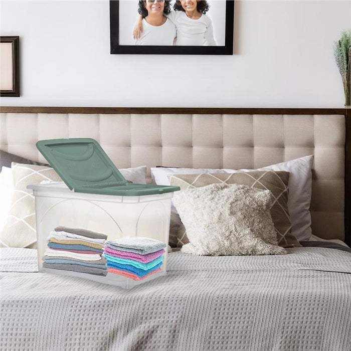 BOX PORTA INDUMENTI CON RUOTE DIMENSIONI 60X41X40CM E COPERCHIO VERDE