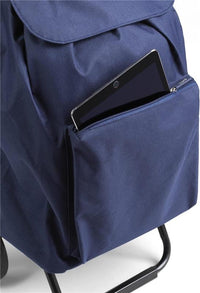 GIMI ARGO I CARRELLO PORTASPESA LEGGERO CAPIENZA DA 42 TASCA FRONTALE CON ZIP ANTIPIOGGIA  94HX30X36 CM BLU