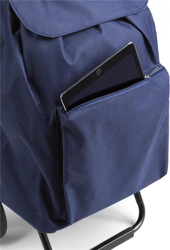 GIMI ARGO I CARRELLO PORTASPESA LEGGERO CAPIENZA DA 42 TASCA FRONTALE CON ZIP ANTIPIOGGIA  94HX30X36 CM BLU