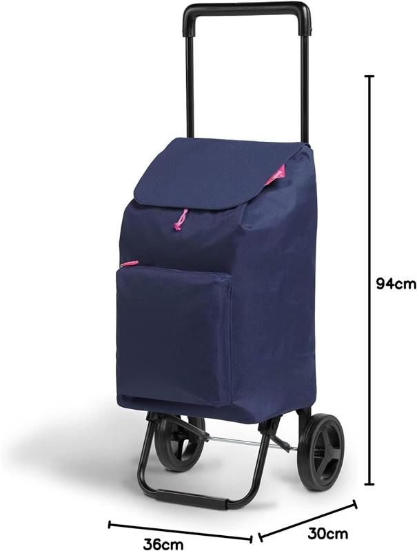 GIMI ARGO I CARRELLO PORTASPESA LEGGERO CAPIENZA DA 42 TASCA FRONTALE CON ZIP ANTIPIOGGIA  94HX30X36 CM BLU