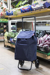 GIMI ARGO I CARRELLO PORTASPESA LEGGERO CAPIENZA DA 42 TASCA FRONTALE CON ZIP ANTIPIOGGIA  94HX30X36 CM BLU