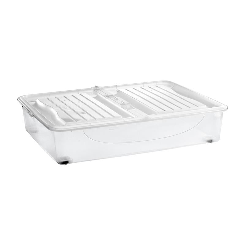 BOX SOTTOLETTO CON RUOTE 80X60X17CM IN PLASTICA TRASPARENTE DA  56,4 LT
