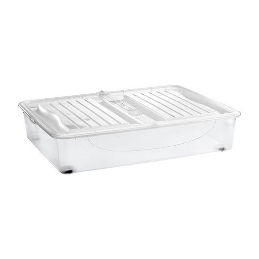 BOX SOTTOLETTO CON RUOTE 80X60X17CM IN PLASTICA TRASPARENTE DA  56,4 LT
