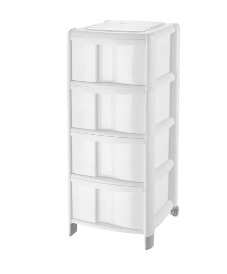CASSETTIERA BAMBU CON 4 CASSETTI 38.5X39.5XH86CM IN COLORE BIANCO