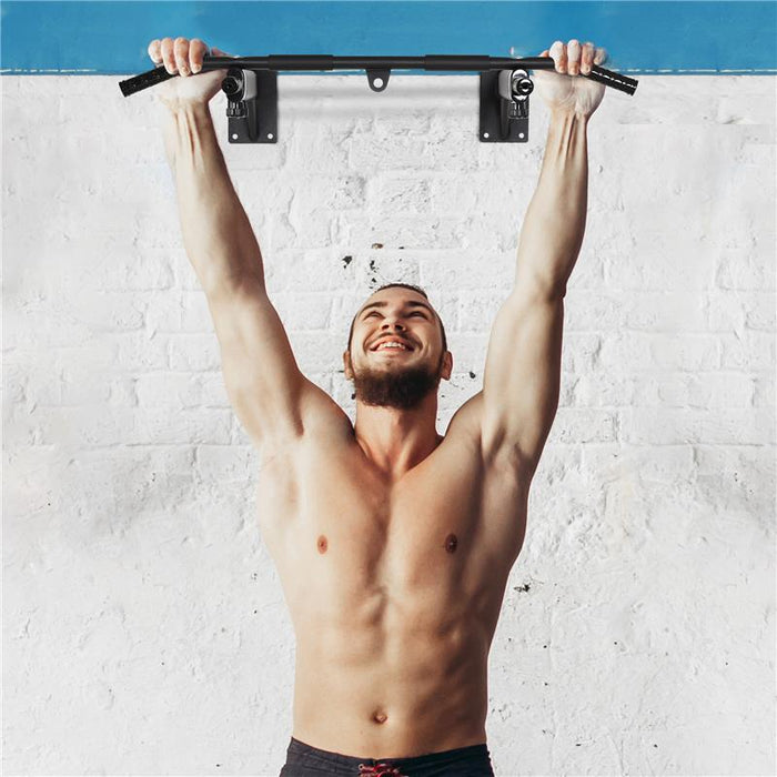 BARRA PER TRAZIONI A MURO 2 IN 1 CON 3 IMPUGNATURE DIVERSE, IN ACCIAIO, 93.5X65X17 CM, NERO