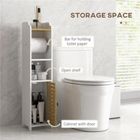 MOBILETTO BAGNO SALVASPAZIO IN TRUCIOLATO CON RIPIANI E ARMADIETTO INFERIORE, 18X20X90 CM, BIANCO