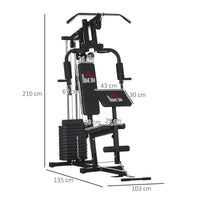 STAZIONE FITNESS CON SEDUTA E SCHIENALE IMBOTTITI, IN ACCIAIO E PU, 135X103X210 CM, NERO