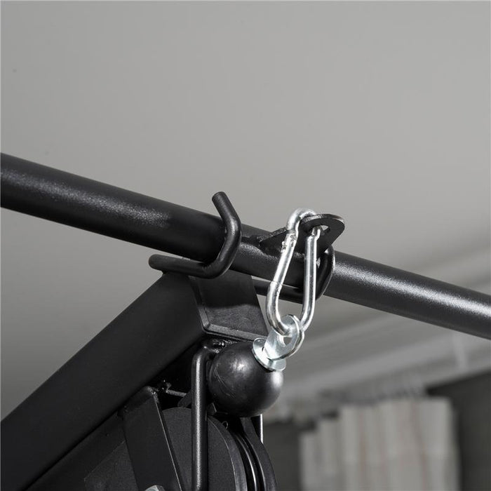 STAZIONE FITNESS CON SEDUTA E SCHIENALE IMBOTTITI, IN ACCIAIO E PU, 135X103X210 CM, NERO