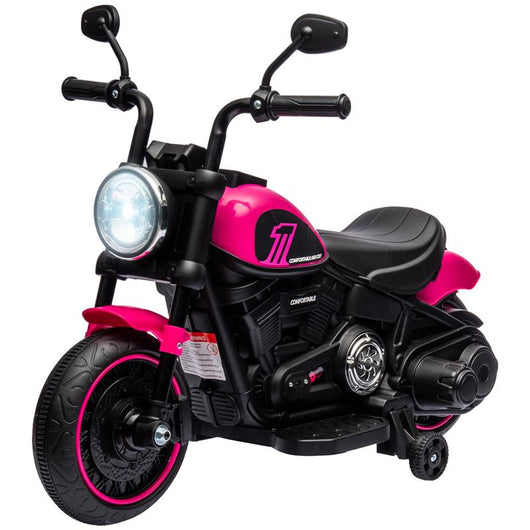 MOTO ELETTRICA PER BAMBINI 18-36 MESI CON ROTELLE E FANALE, 76X42X57 CM, ROSA E NERO