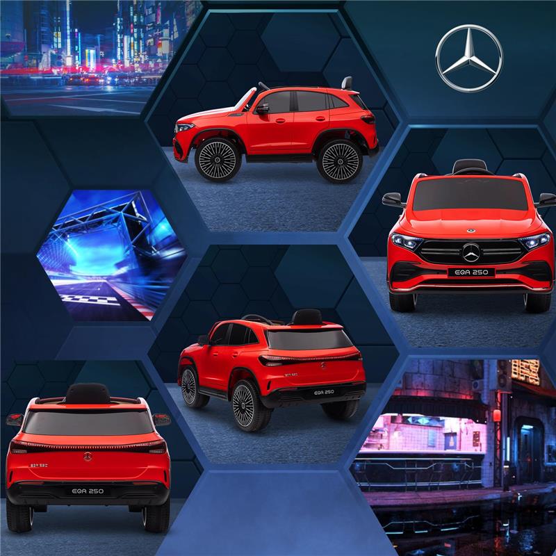 MACCHINA ELETTRICA PER BAMBINI 3-8 ANNI CON TELECOMANDO, FARI E CLACSON, ROSSA E NERA