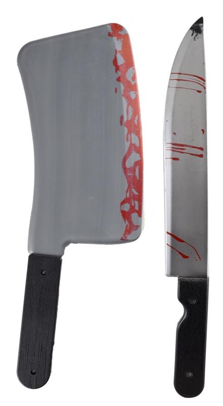 HALLOWEEN COLTELLI ASSORTITI CM 51 CON SANGUE FINTO E SEGNI PAUROSI