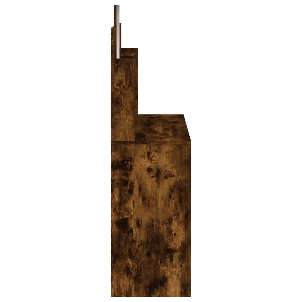 Toeletta con Specchio-Tavolo da Vanit¨¤ Rovere Fumo 96x39x142 cm