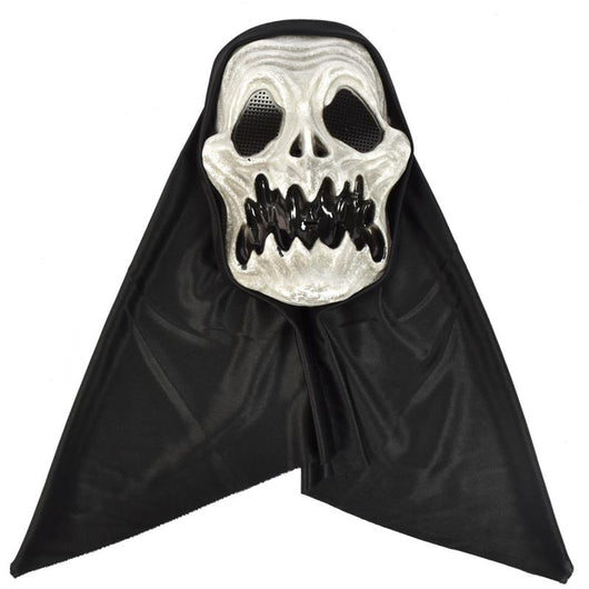 MASCHERA PER HALLOWEEN CARN FRANKIE CON FACCIA DA TESCHIO E TELO DI COPERTURA DA PAURA