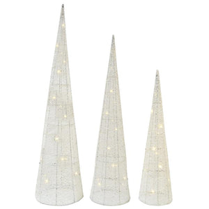 MAURY'S GLITTER WHITE SET 3 CONI DECORATIVI A LED