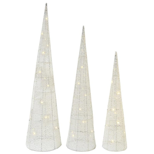 MAURY'S GLITTER WHITE SET 3 CONI DECORATIVI A LED