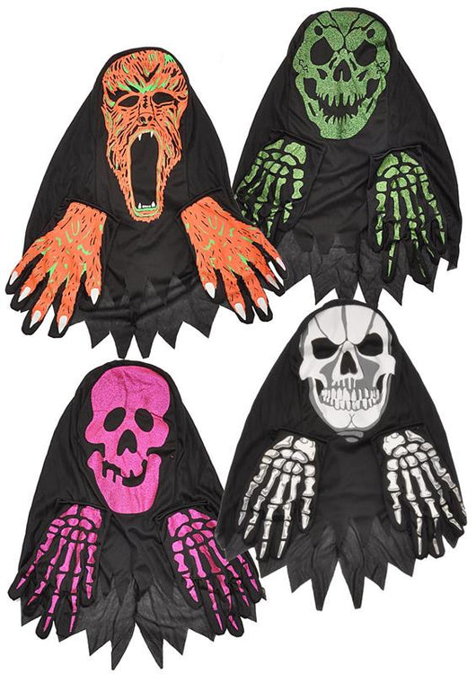 SET MASCHERA PAUROSA HORROR + GUANTI IDEALE PR HALLOWEEN IN COLORAZIONE ASSORTITA