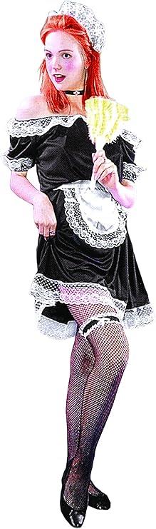 COSTUME CAMERIERA SEXY COSTUME DONNA ADULTO NERO  TAGLIA 40-42 CON CRESTINA E GREMBIULINO