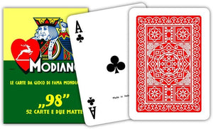 CARTE DA GIOCO MODIANO DA POKER COLORE ROSSO IN CONFEZIONE DA 52 CARTE
